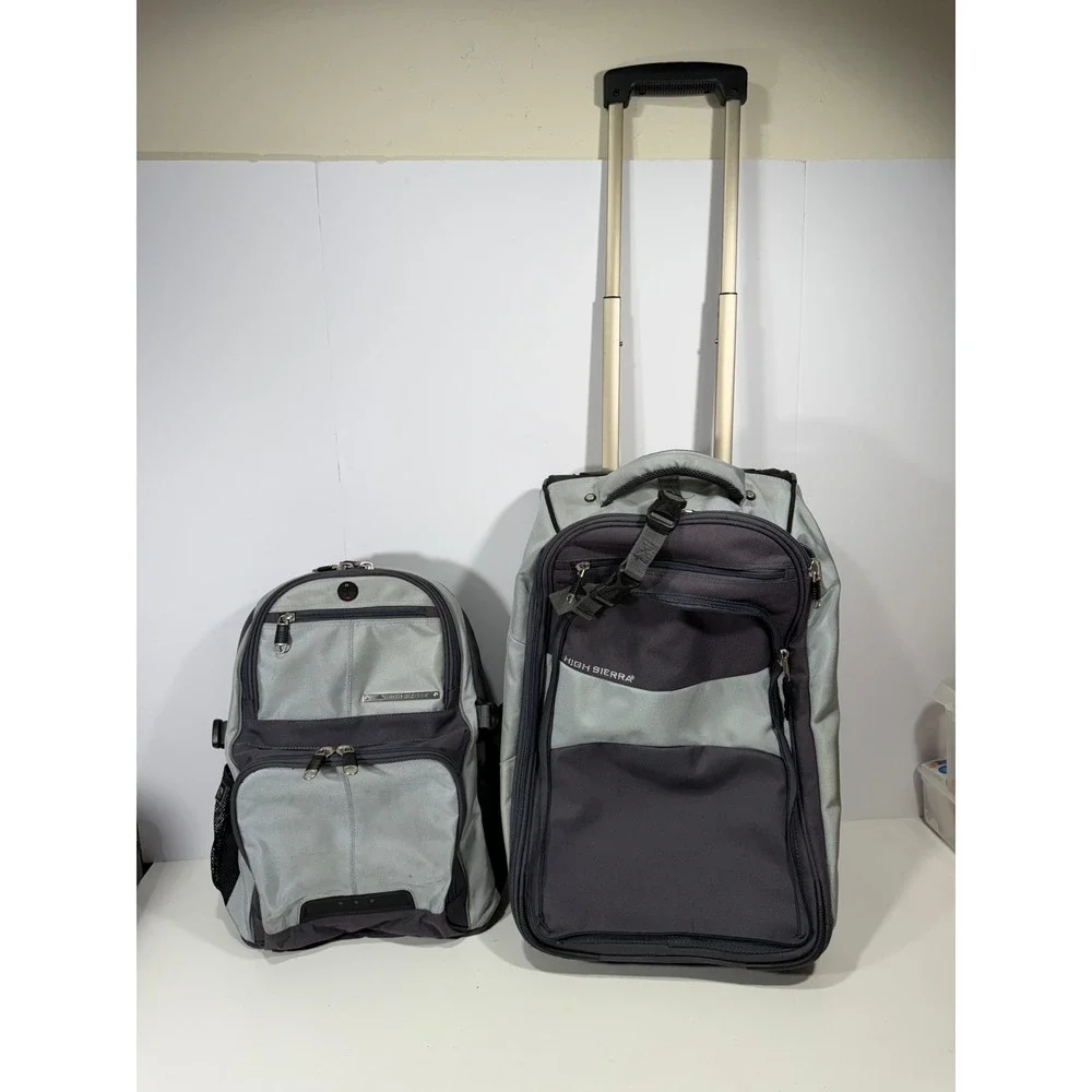 High Sierra AT3 Rolling Backpack Gray Charcoal 2 in 1 Carry On Luggage Bag